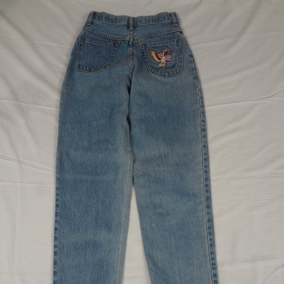 VINTAGE GINO RICCI EMBROIDERED EAGLE AMERICAN FLAG WOMENS JEANS 7/8 (24/30) K890 - Picture 8 of 11